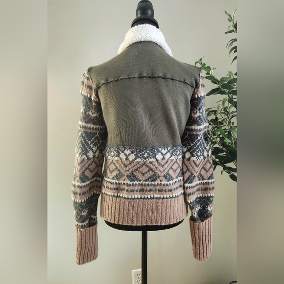 We The Free Free People Zip Fair Isle Sweater Jacket Size Small - Picture 3 of 11
